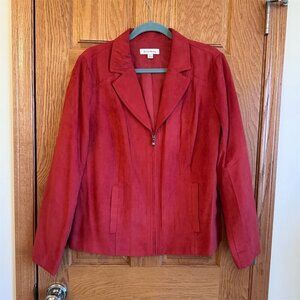 Studio Works Women's Rust Faux Suede Zip Up Jacket Blazer Size 14 Mid-Length